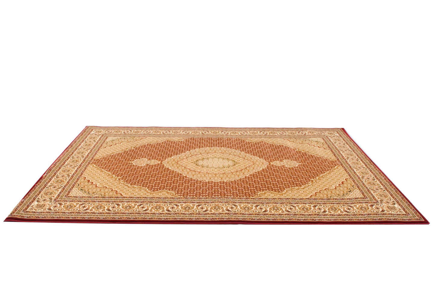 10' X 13' Beige and Red Oriental Washable Non Skid Area Rug