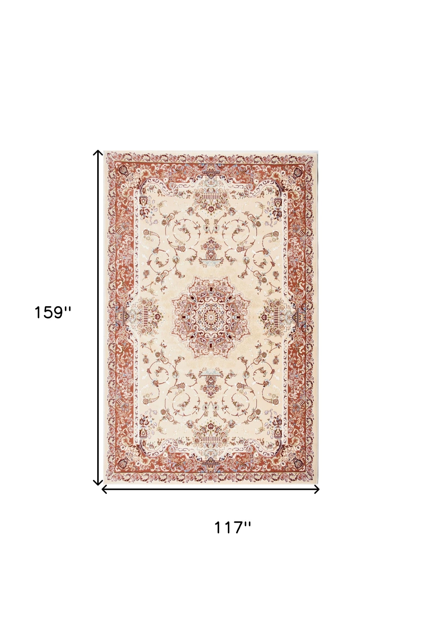 10' X 13' Red and Ivory Oriental Washable Non Skid Area Rug