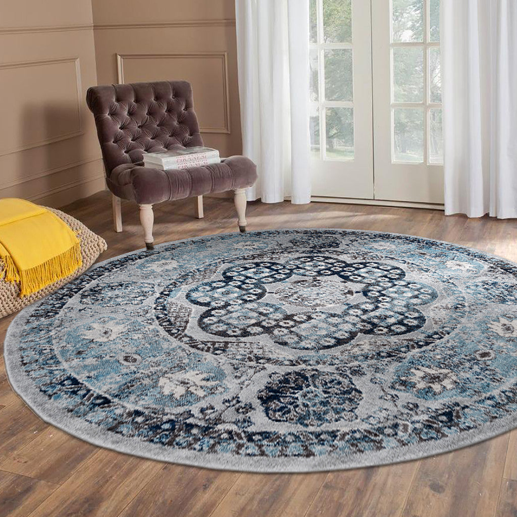 5' X 7' Gray Medallion Power Loom Area Rug