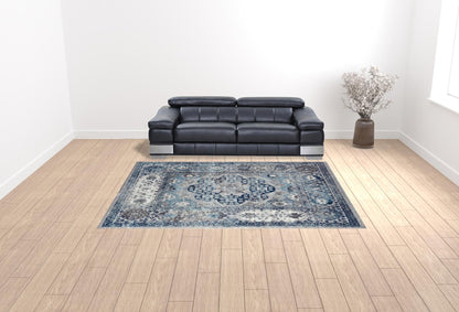 5' X 7' Gray Medallion Power Loom Area Rug