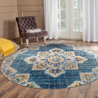 5' X 7' Teal Blue Medallion Power Loom Area Rug