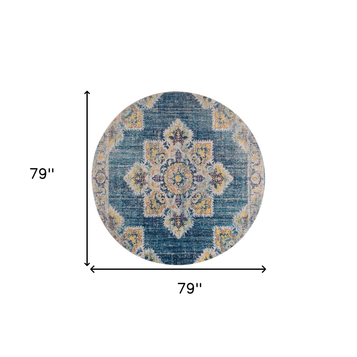 5' X 7' Teal Blue Medallion Power Loom Area Rug