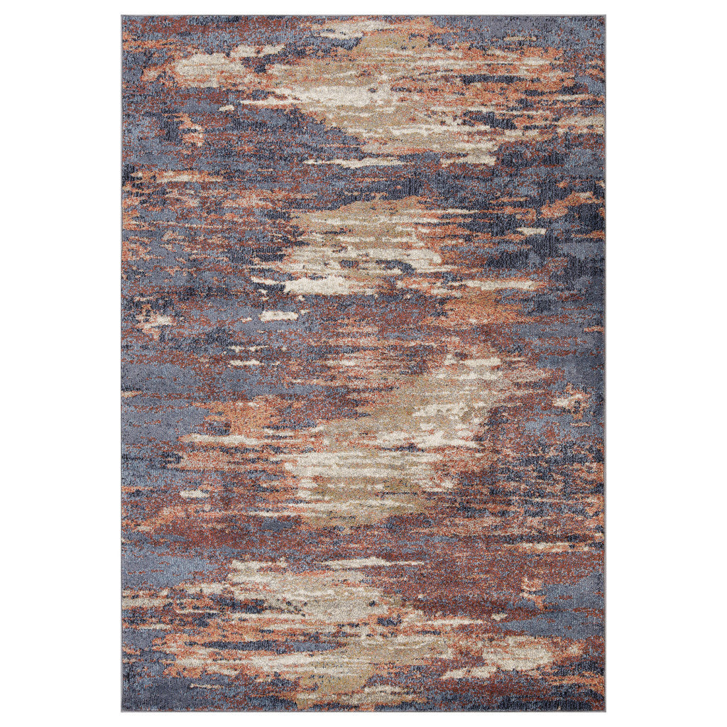 10' Rust Abstract Power Loom Runner Rug