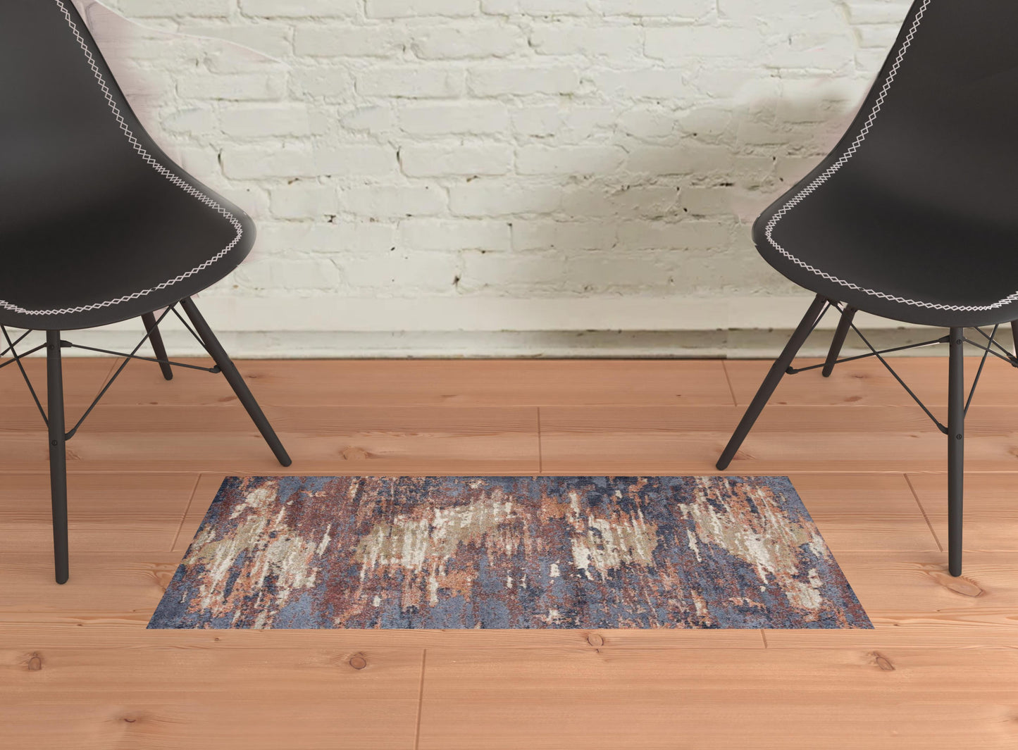 10' Rust Abstract Power Loom Runner Rug