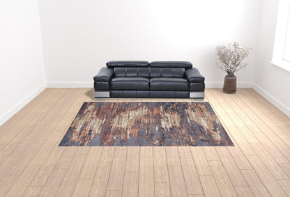 10' Rust Abstract Power Loom Runner Rug