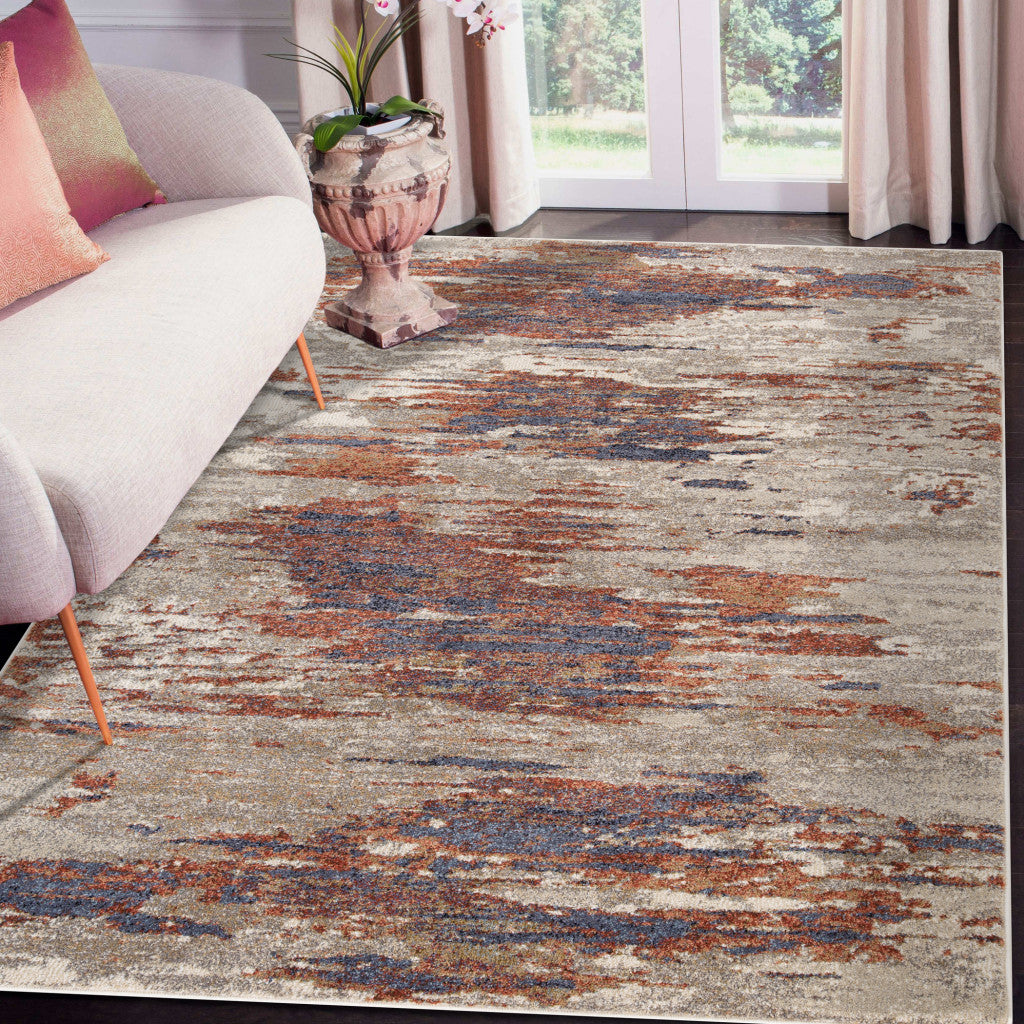 10' Rust Abstract Power Loom Runner Rug