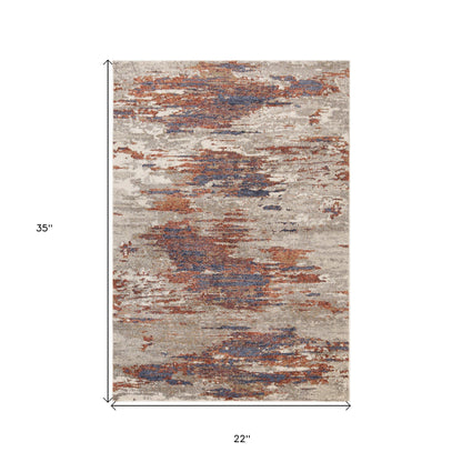 10' Rust Abstract Power Loom Runner Rug