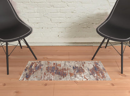 10' Rust Abstract Power Loom Runner Rug