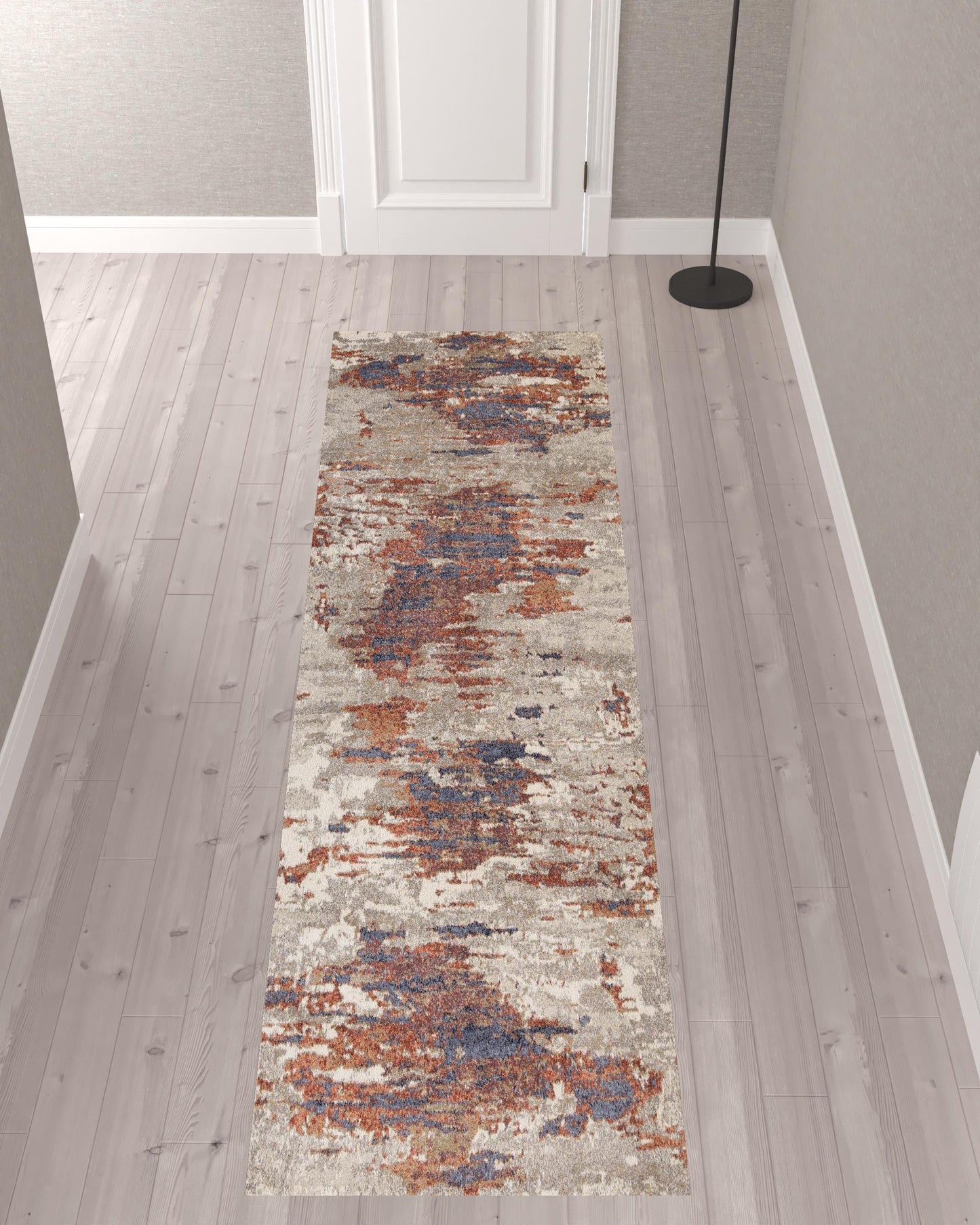 10' Rust Abstract Power Loom Runner Rug