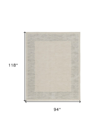 8' X 10' Ivory and Gray Abstract Power Loom Area Rug