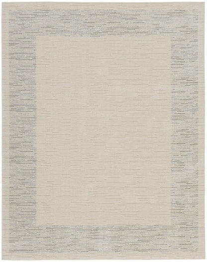 8' X 10' Ivory and Gray Abstract Power Loom Area Rug