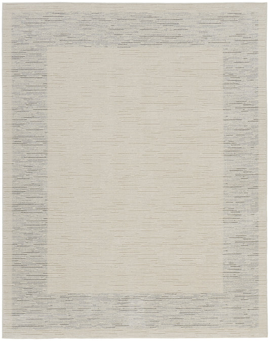 8' X 10' Ivory and Gray Abstract Power Loom Area Rug