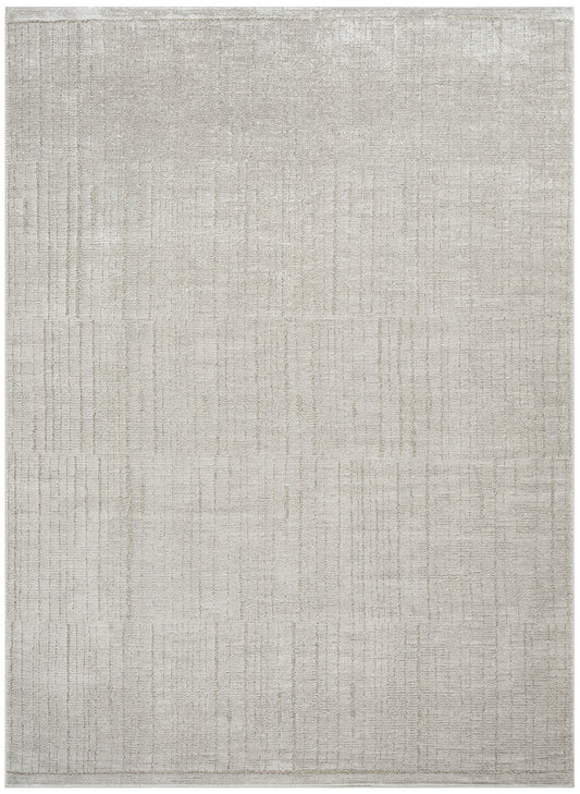 8' X 10' Gray and Ivory Abstract Power Loom Area Rug