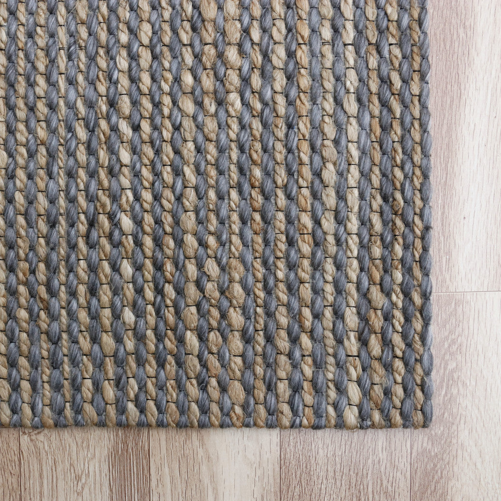 5' X 7' Gray Striped Hand Woven Area Rug