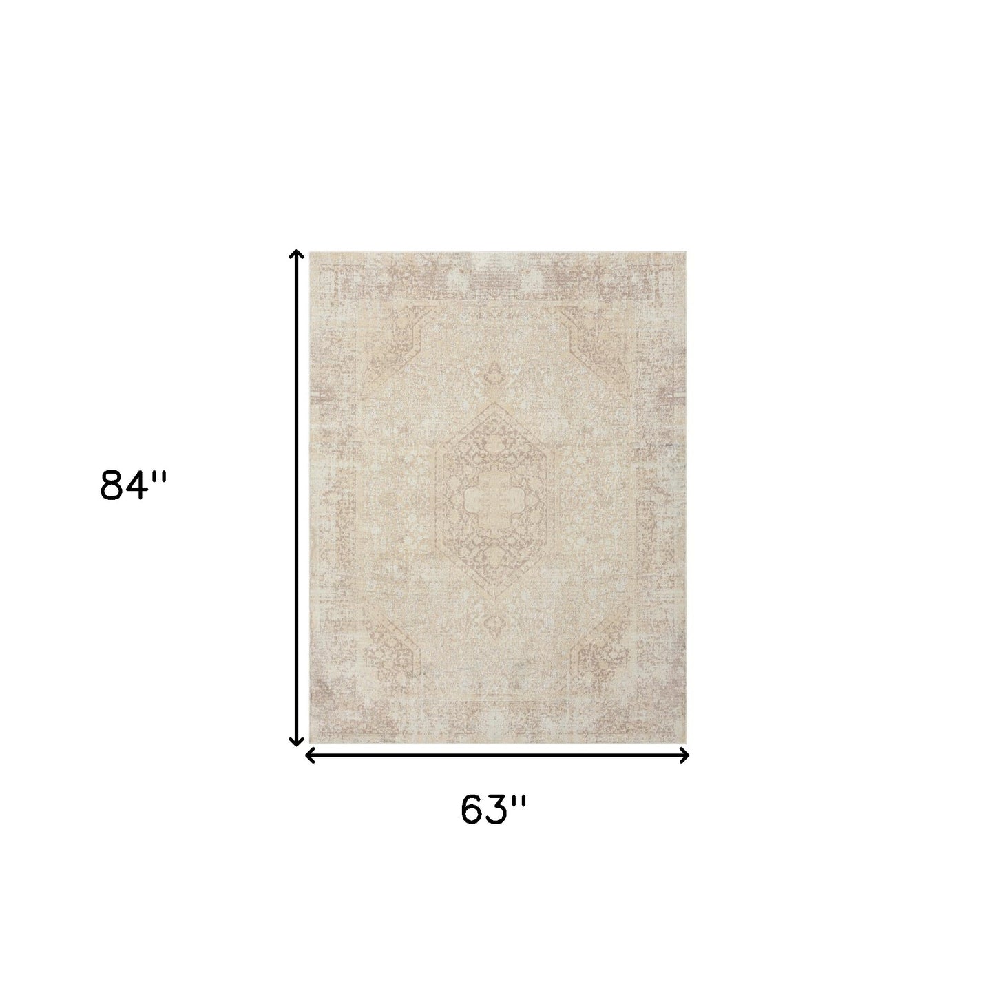 2' X 3' Beige Medallion Washable Non Skid Area Rug