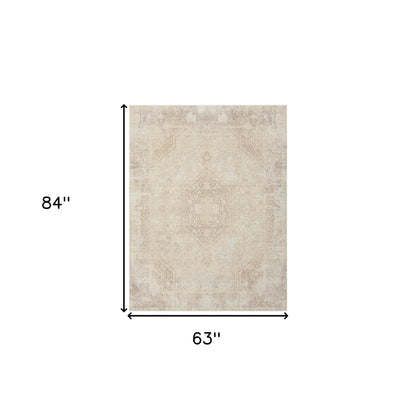 2' X 3' Beige Medallion Washable Non Skid Area Rug