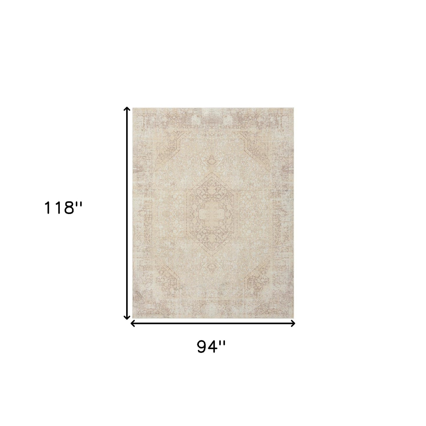 2' X 3' Beige Medallion Washable Non Skid Area Rug