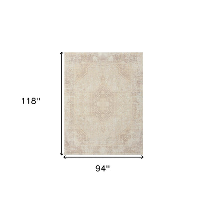 2' X 3' Beige Medallion Washable Non Skid Area Rug