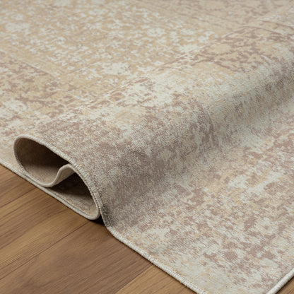 2' X 3' Beige Medallion Washable Non Skid Area Rug