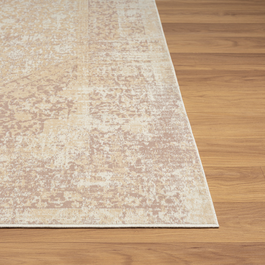 2' X 3' Beige Medallion Washable Non Skid Area Rug