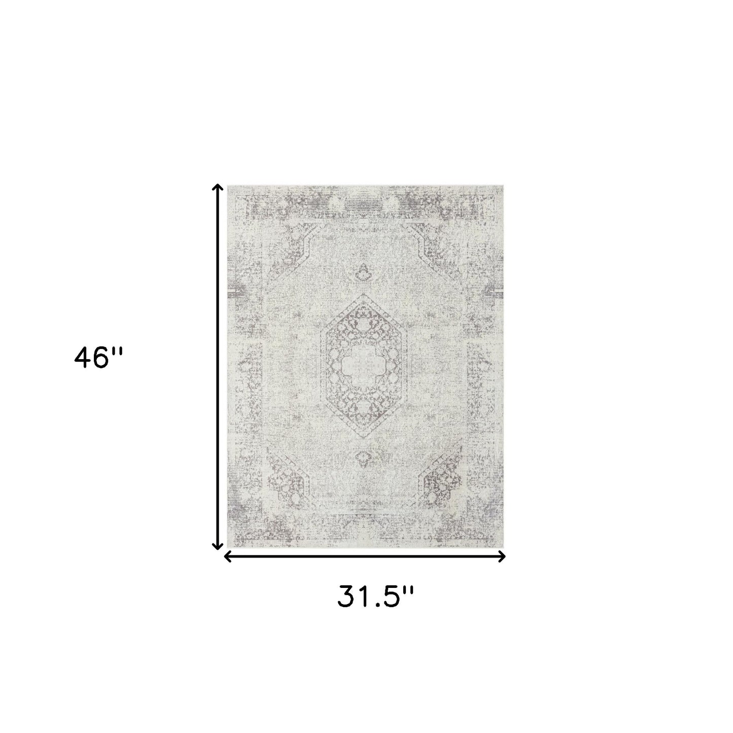 2' X 5' Gray Medallion Washable Non Skid Area Rug