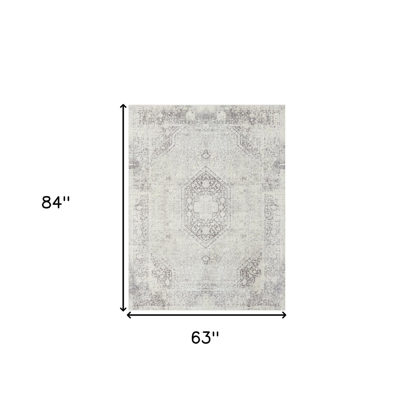 2' X 5' Gray Medallion Washable Non Skid Area Rug