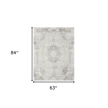 2' X 5' Gray Medallion Washable Non Skid Area Rug