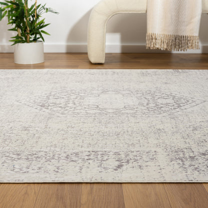 2' X 5' Gray Medallion Washable Non Skid Area Rug