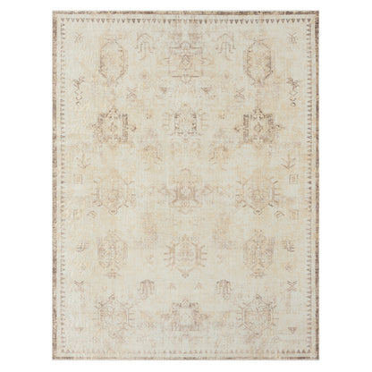 2' X 3' Beige Abstract Washable Non Skid Area Rug