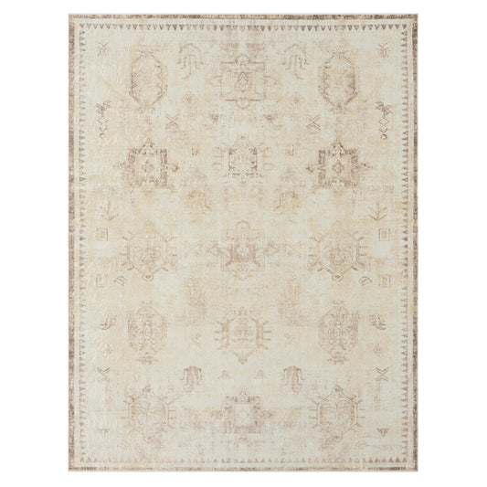 2' X 3' Beige Abstract Washable Non Skid Area Rug