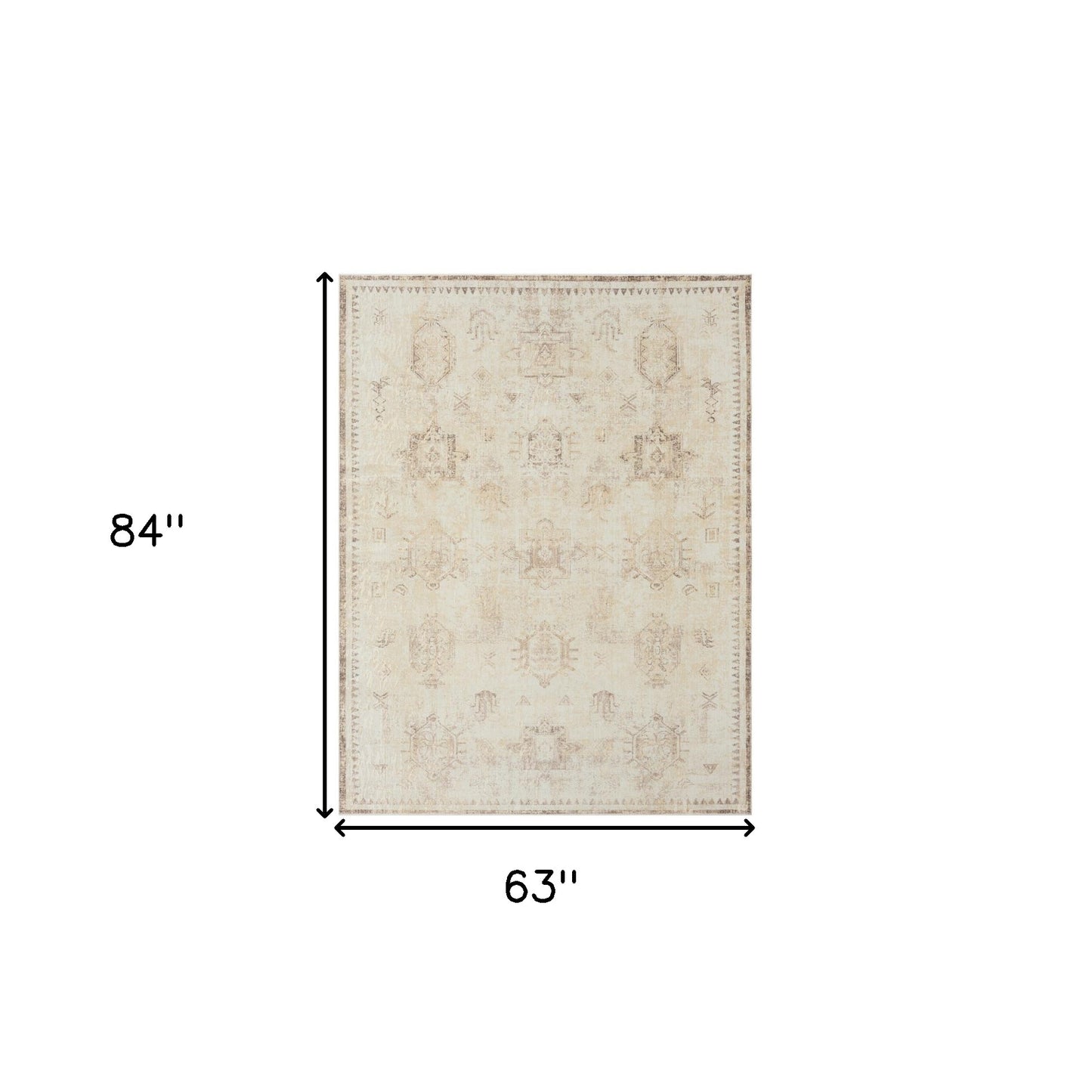 2' X 3' Beige Abstract Washable Non Skid Area Rug