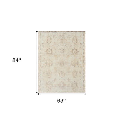 2' X 3' Beige Abstract Washable Non Skid Area Rug