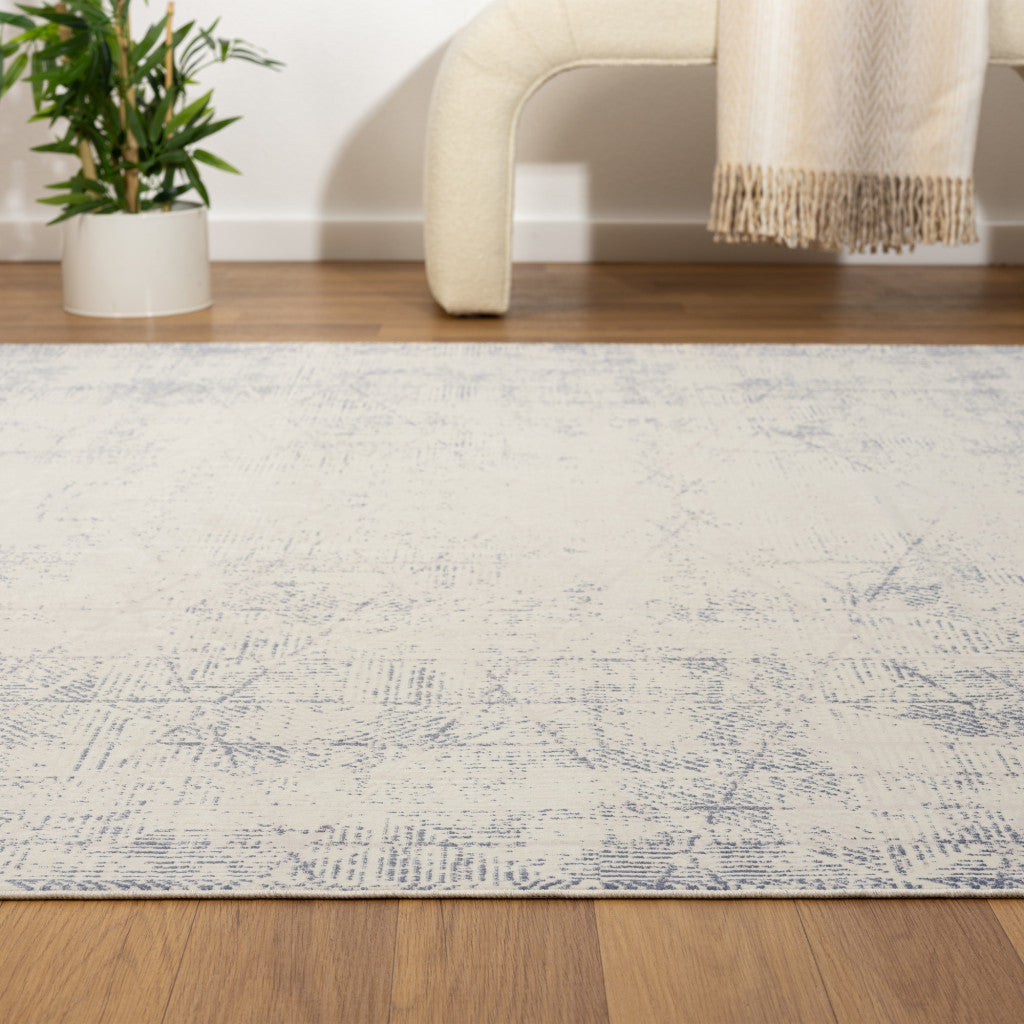 2' X 5' Gray Abstract Washable Non Skid Area Rug