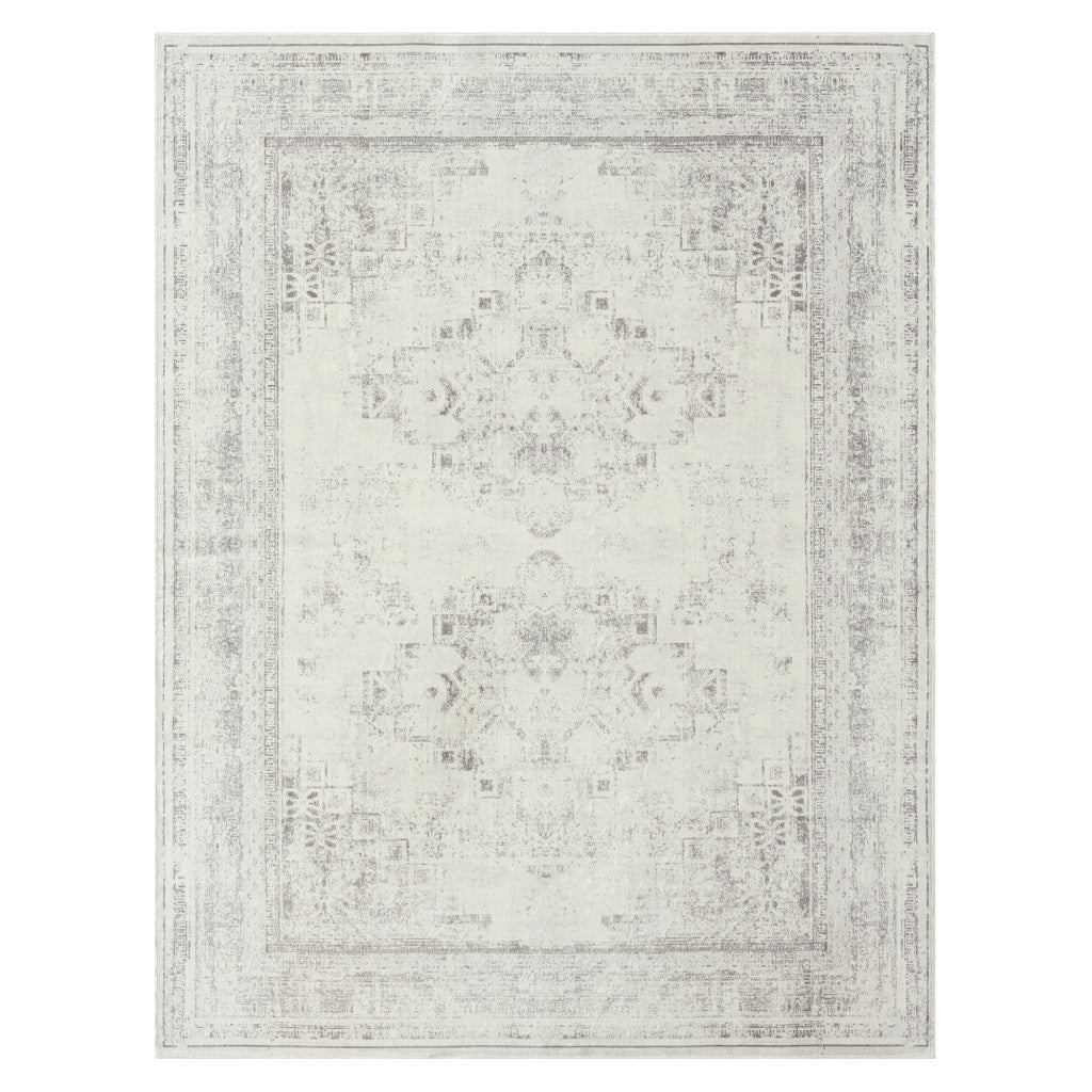 2' X 5' Gray Medallion Washable Non Skid Area Rug