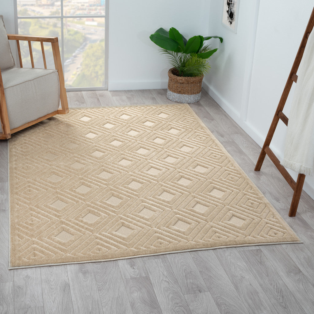 5' X 7' Ivory Geometric Area Rug