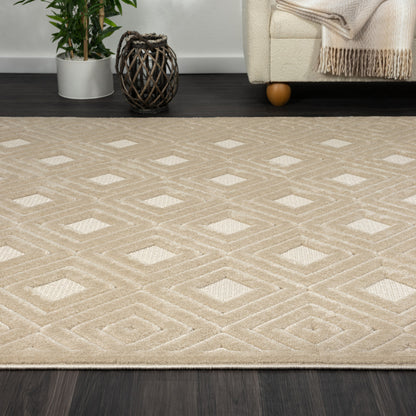 5' X 7' Ivory Geometric Area Rug