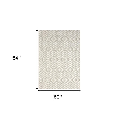 5' X 7' Beige Trellis Area Rug