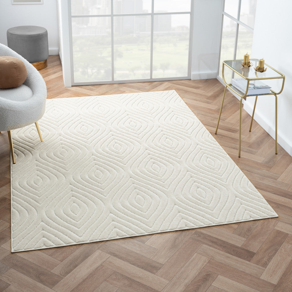 5' X 7' Beige Trellis Area Rug