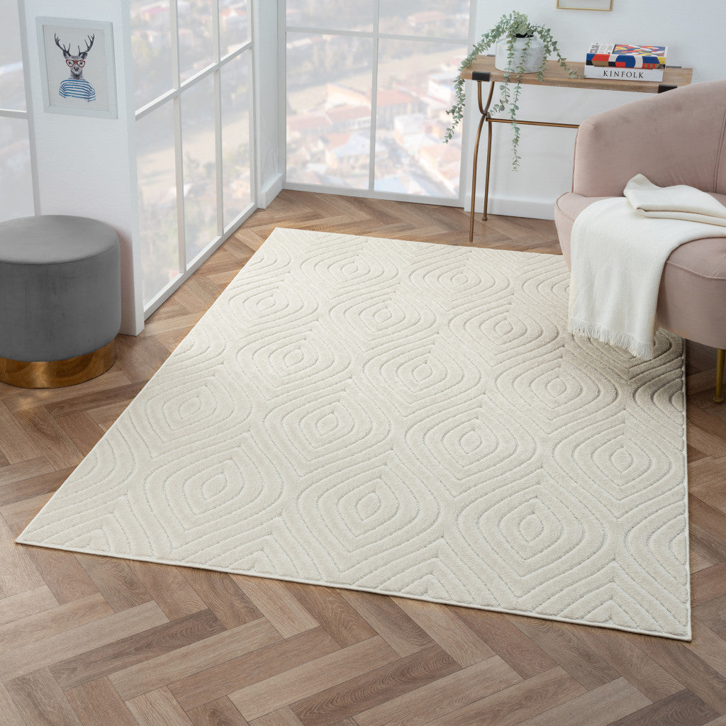 5' X 7' Beige Trellis Area Rug