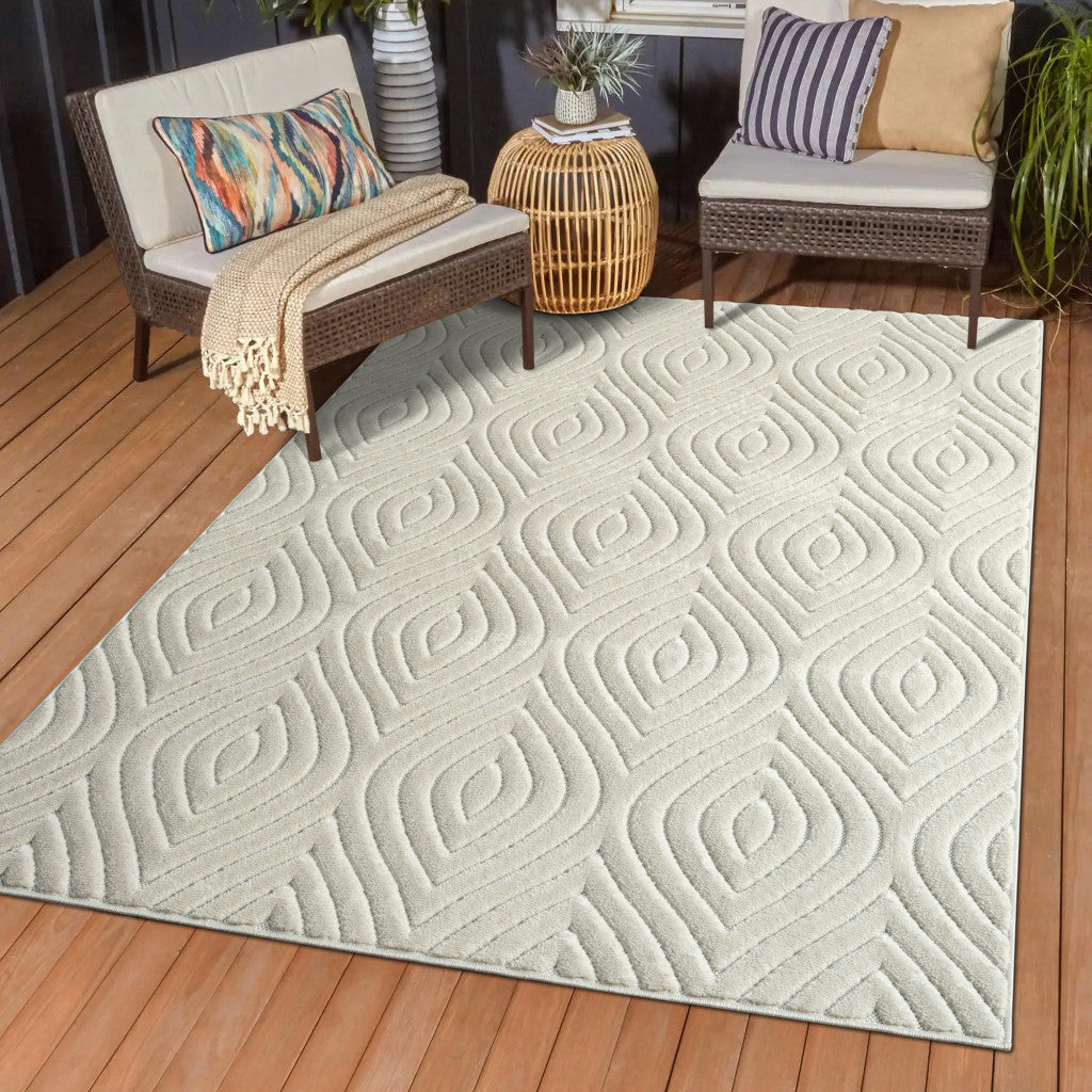 5' X 7' Beige Trellis Area Rug