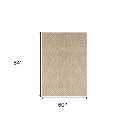 5' X 7' Beige Trellis Area Rug