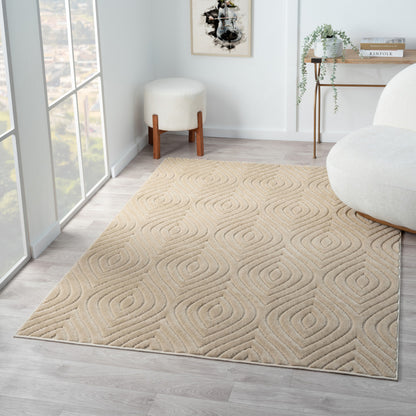 5' X 7' Beige Trellis Area Rug