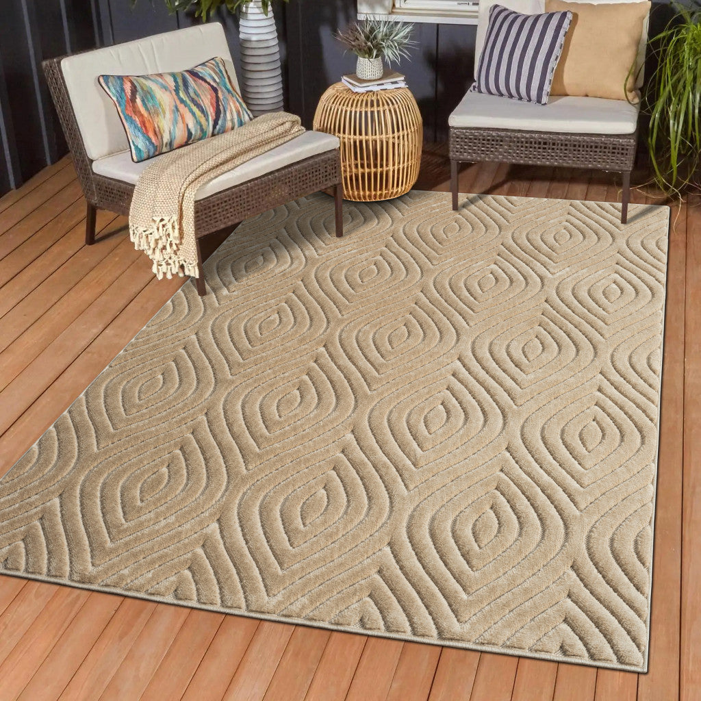 5' X 7' Beige Trellis Area Rug