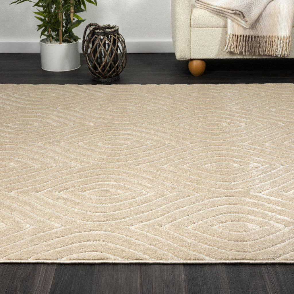 5' X 7' Beige Trellis Area Rug