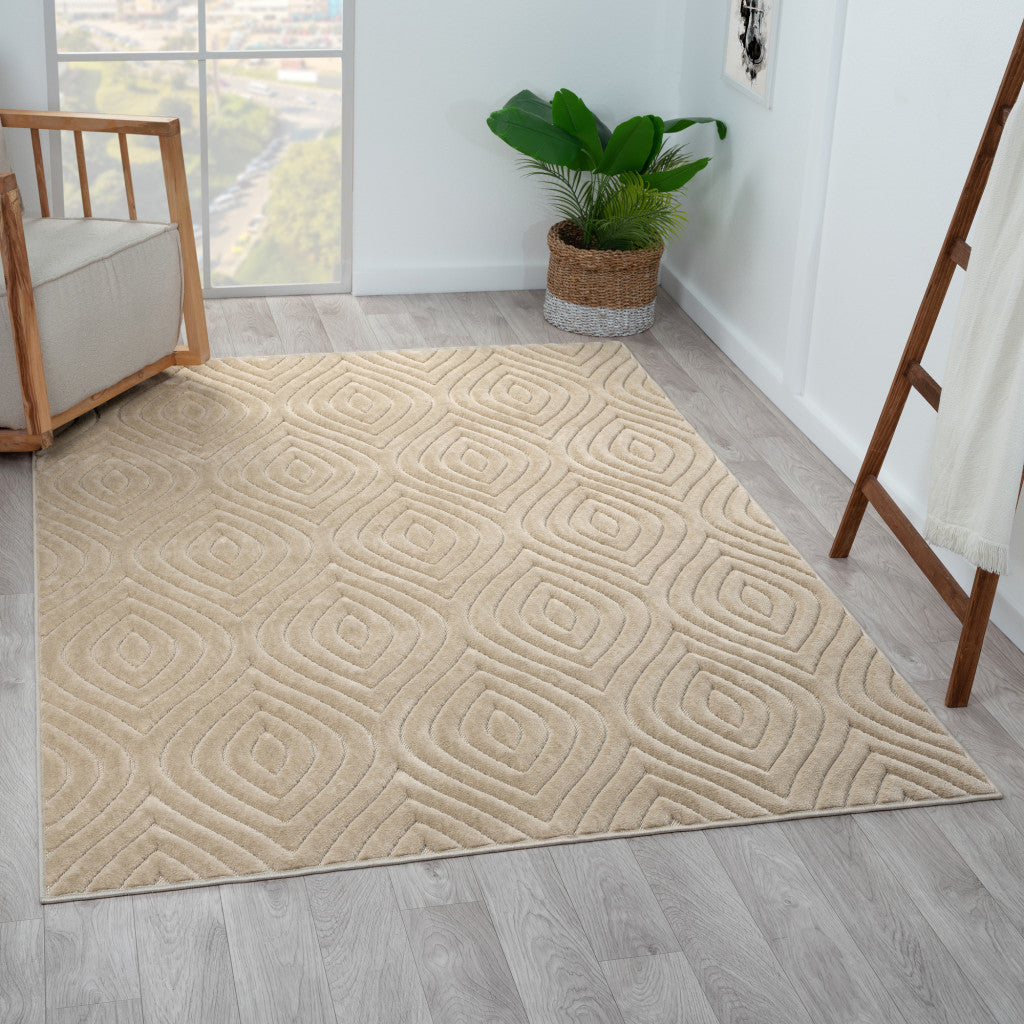 5' X 7' Beige Trellis Area Rug