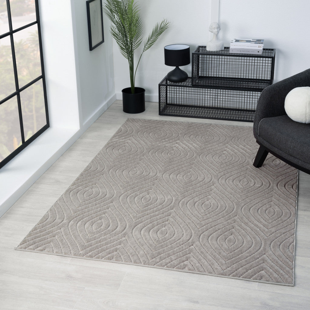 5' X 7' Beige Trellis Area Rug