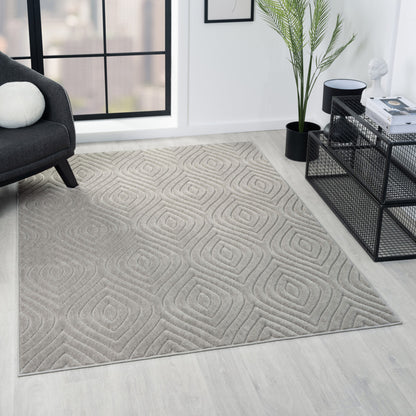 5' X 7' Beige Trellis Area Rug