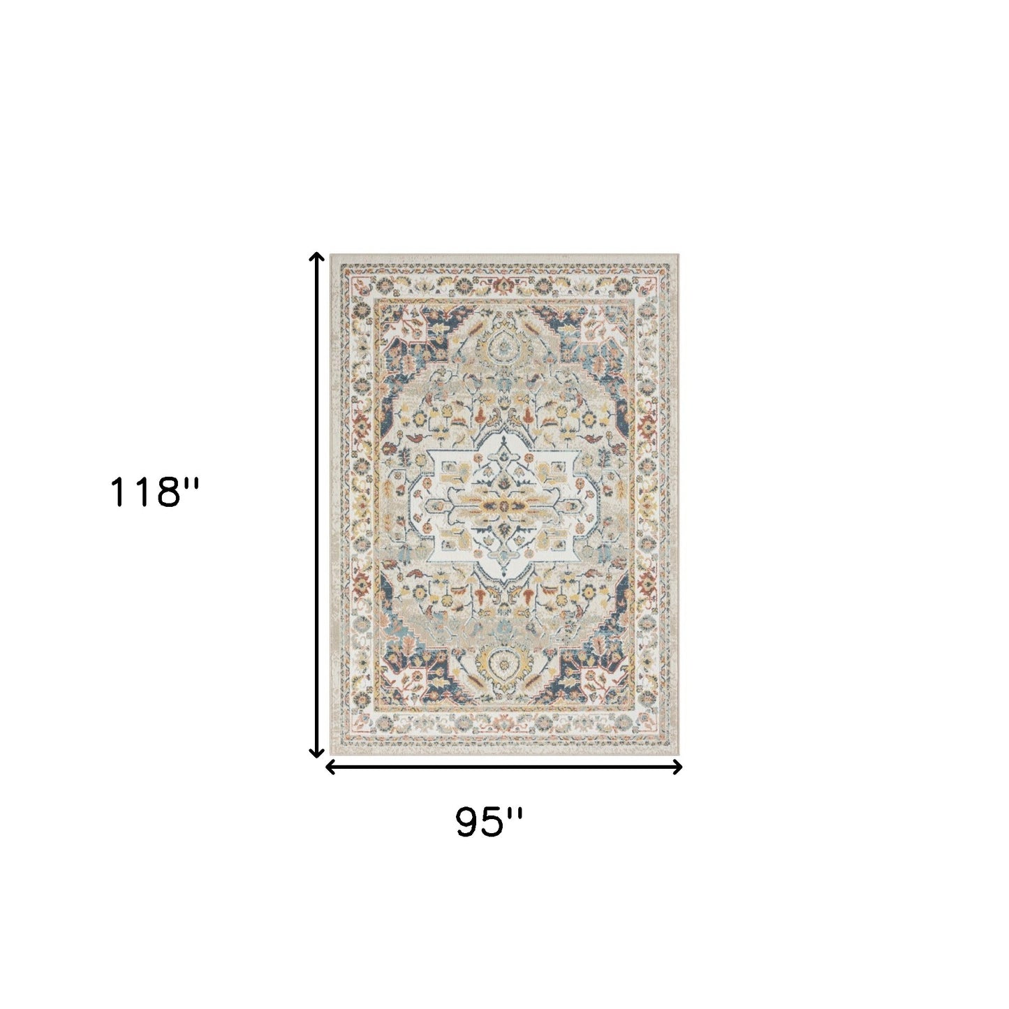 8' X 10' Ivory Abstract Area Rug