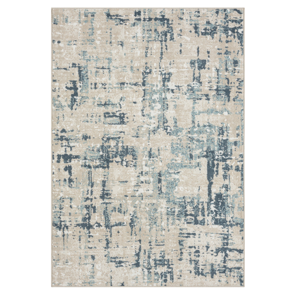 8' Gray Abstract Runner Rug