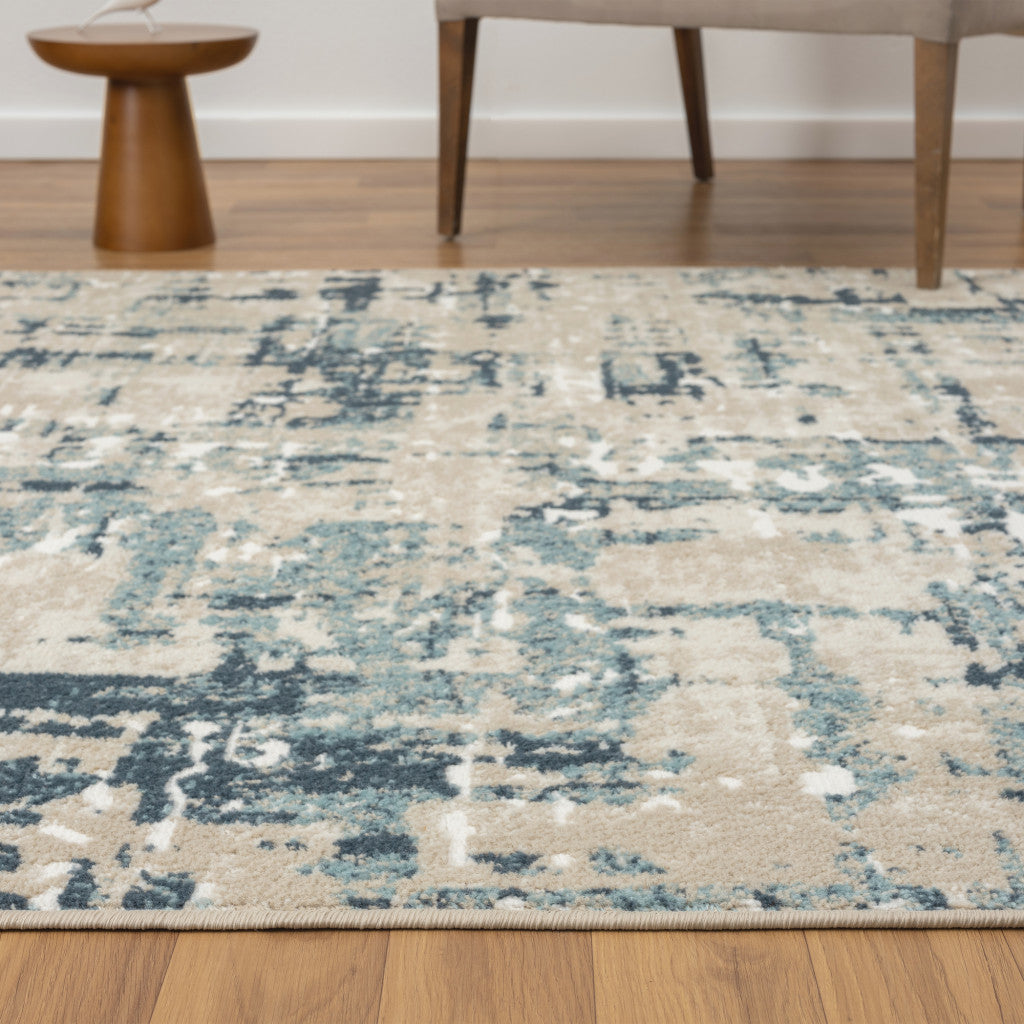 8' Gray Abstract Runner Rug